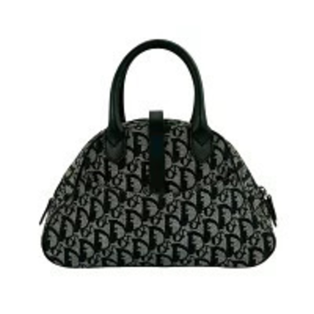 Christian Dior Double Saddle Bag Trotter Canvas Leather Handbag Black - Picture 3 of 10